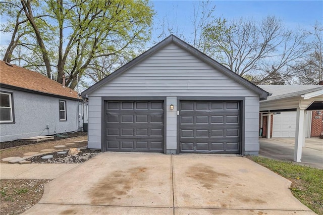 view of detached garage