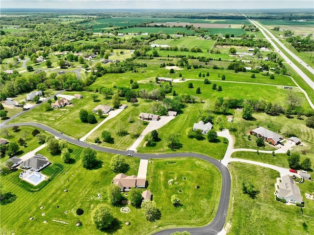 aerial view with a rural view