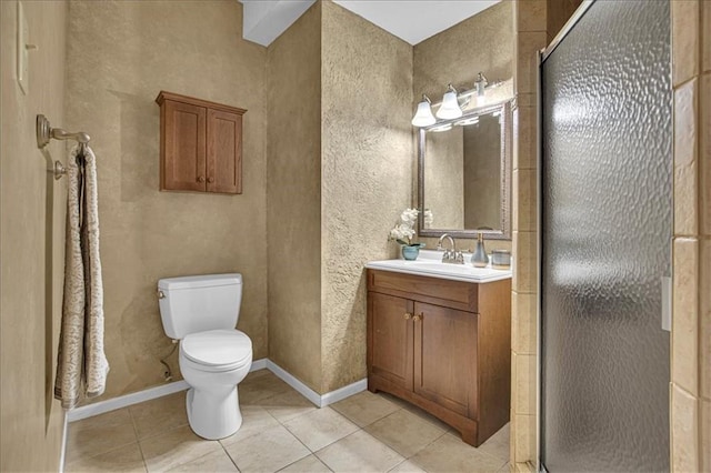 120 NW Whitlock Dr, Lees Summit, MO 64081 - full bathroom with tile patterned floors, a shower stall, toilet, and vanity