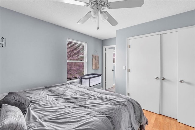 24101 S State Route K, Pleasant Hill, MO 64080 - bedroom featuring light wood-style flooring, a closet, and a ceiling fan