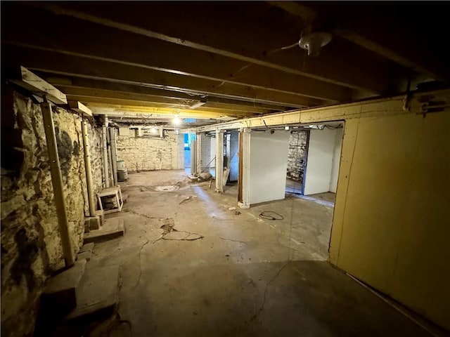 view of unfinished below grade area