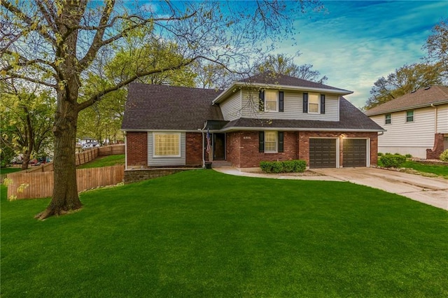 6806 N Euclid Ave, Kansas City, MO 64119 - traditional-style home with fence, a front yard, driveway, and brick siding