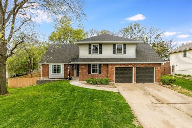 6806 N Euclid Ave, Kansas City, MO 64119 - traditional home with brick siding, fence, driveway, and a front lawn