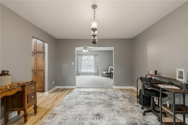 6806 N Euclid Ave, Kansas City, MO 64119 - office featuring light wood-style floors, baseboards, and ceiling fan
