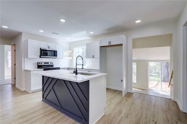 kitchen featuring a sink, a wealth of natural light, white cabinetry, and stainless steel appliances