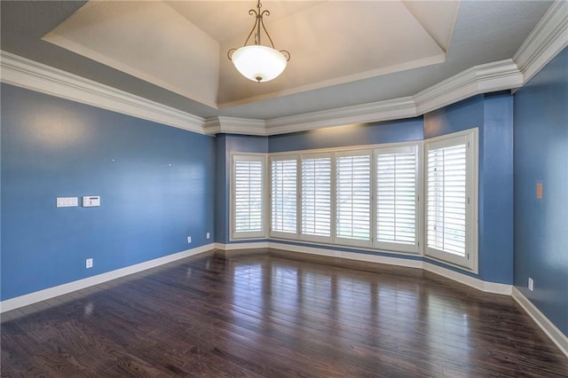 unfurnished room featuring a healthy amount of sunlight, baseboards, and a raised ceiling