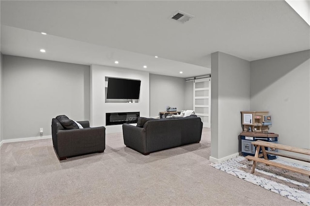 4513 NE Parks Summit Ter, Lees Summit, MO 64064 - living room with recessed lighting, visible vents, baseboards, and carpet floors