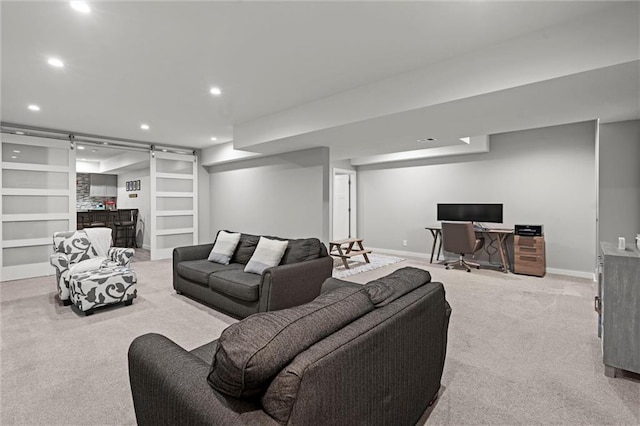 4513 NE Parks Summit Ter, Lees Summit, MO 64064 - carpeted living area featuring baseboards and recessed lighting
