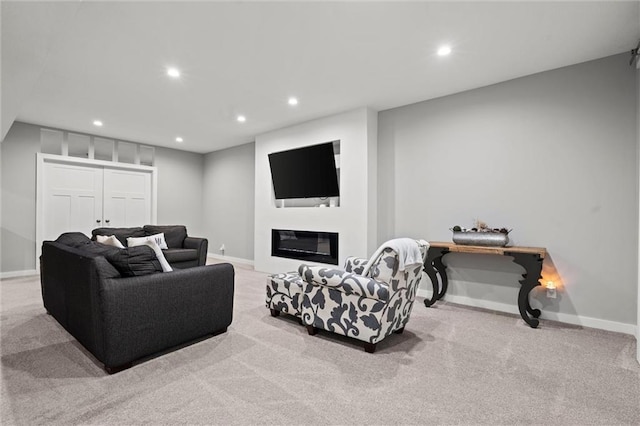 4513 NE Parks Summit Ter, Lees Summit, MO 64064 - living area with recessed lighting, carpet, and baseboards