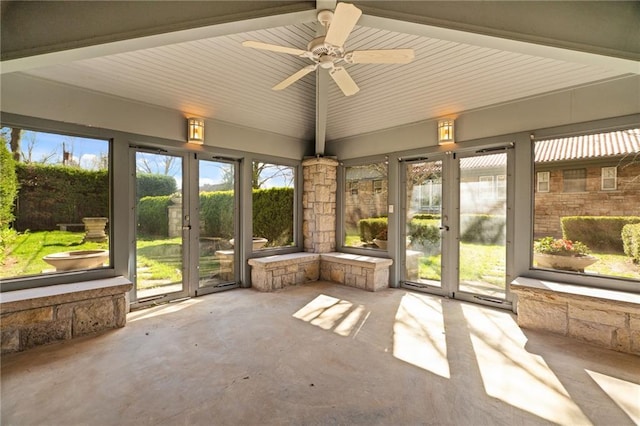 6721 Santa Fe Dr, Overland Park, KS 66204 - unfurnished sunroom with french doors and ceiling fan