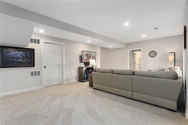 6604 NW 107th Ct, Kansas City, MO 64154 - carpeted living room featuring recessed lighting and visible vents
