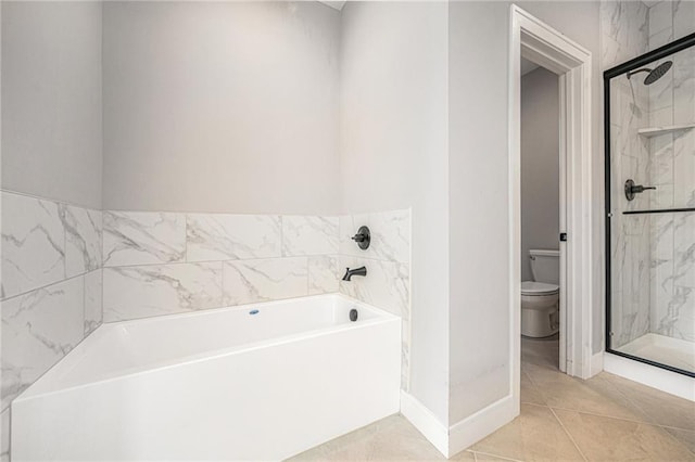 19703 W 196th St, Spring Hill, KS 66083 - bathroom featuring a bath, a marble finish shower, and tile patterned flooring