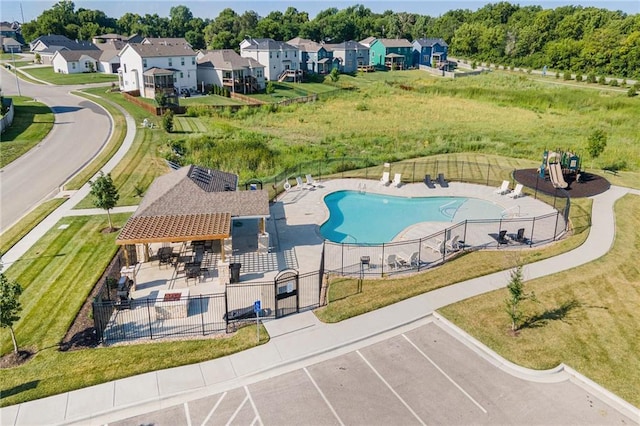19703 W 196th St, Spring Hill, KS 66083 - aerial view of residential area with a pool