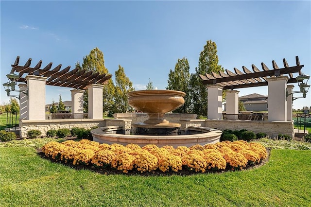 4506 W 136th Ter, Leawood, KS 66224 - surrounding community featuring a pergola and a yard