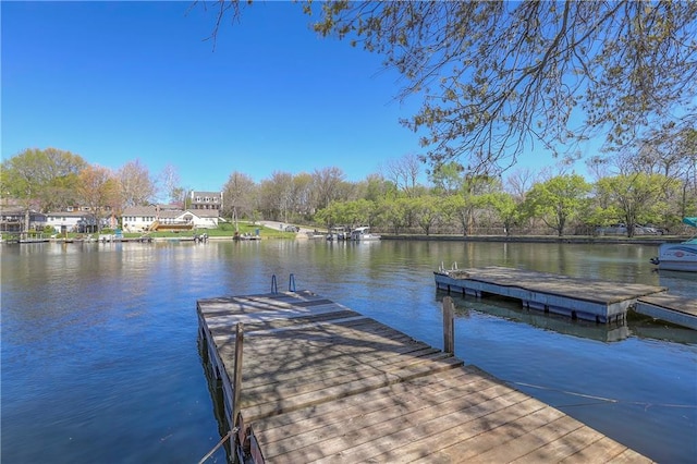 view of dock featuring a water view