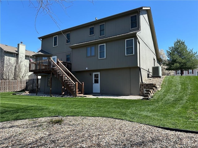 1200 Susan St, Kearney, MO 64060 - rear view of property featuring stairs, a wooden deck, and central AC