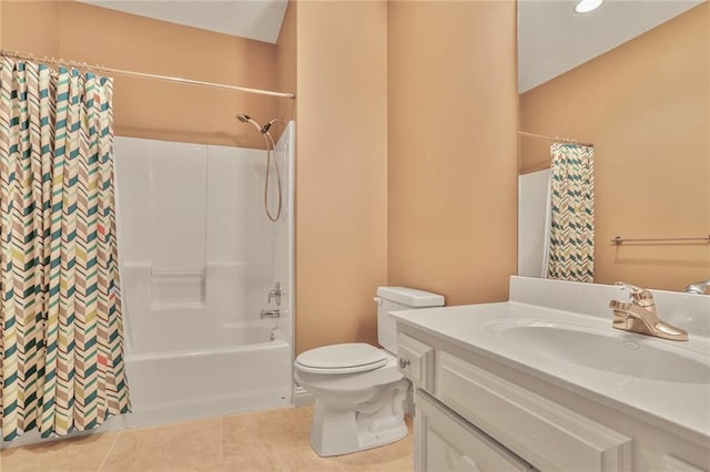 5428 W 145th Ter, Leawood, KS 66224 - bathroom with toilet, vanity, shower / tub combo, and tile patterned floors