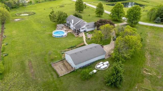 15404 NE 181st St, Holt, MO 64048 - aerial view of property and surrounding area with a pool and a nearby body of water