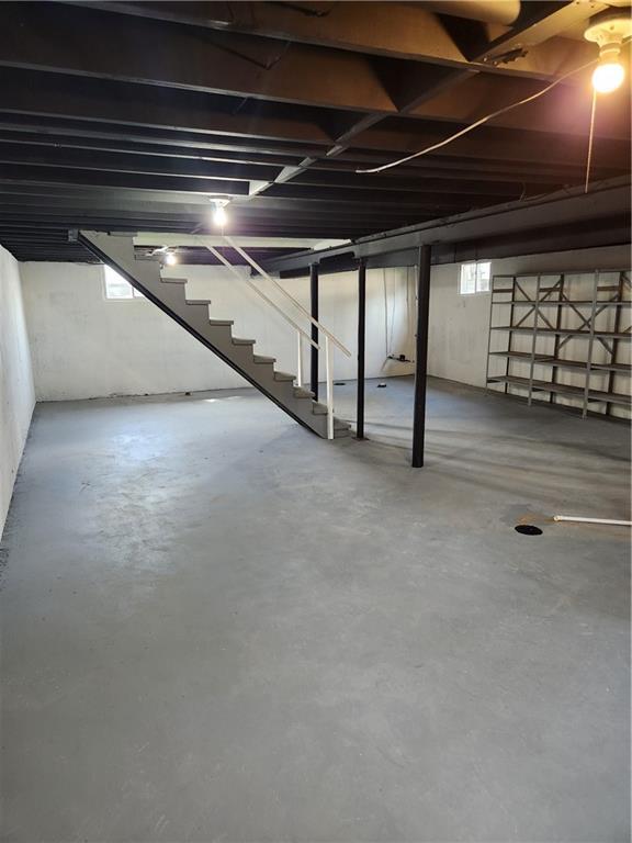 below grade area featuring stairs