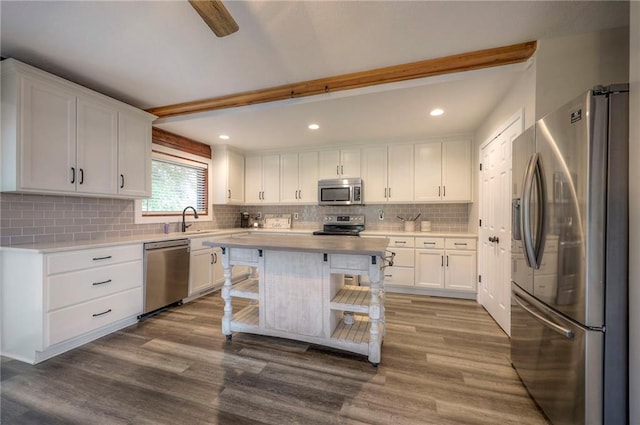 43 901st Rd, Clinton, MO 64735 - kitchen featuring a sink, light countertops, appliances with stainless steel finishes, and wood finished floors