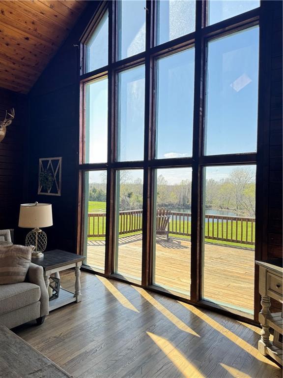 43 901st Rd, Clinton, MO 64735 - living area with wood finished floors and high vaulted ceiling