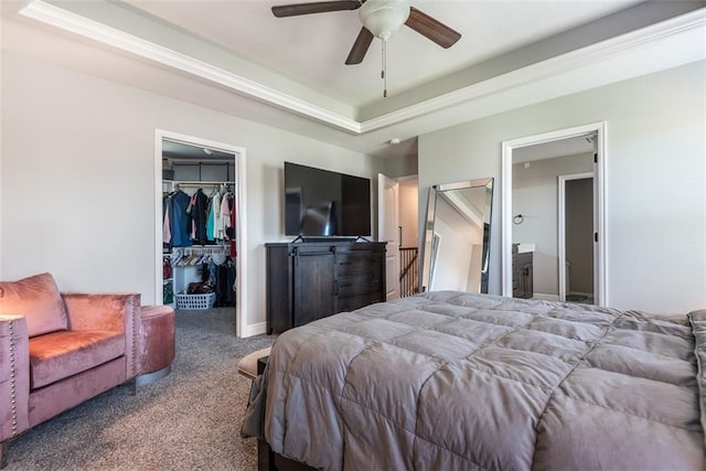 309 NE 102nd Ter, Kansas City, MO 64155 - bedroom featuring a closet, a spacious closet, a raised ceiling, baseboards, and carpet flooring