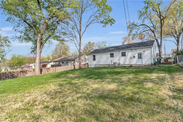 2411 NE 60th St, Gladstone, MO 64118 - back of house with a fenced backyard and a lawn