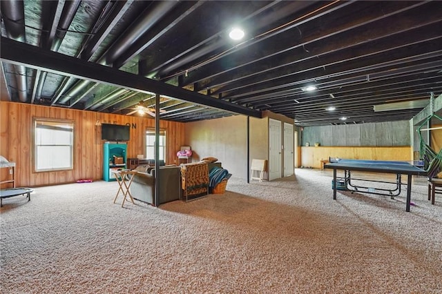 797 NW 1621st Rd, Bates City, MO 64011 - basement with carpet flooring and wood walls