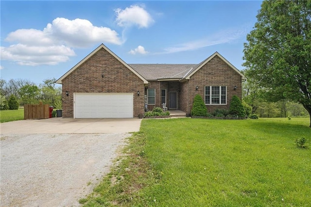 797 NW 1621st Rd, Bates City, MO 64011 - ranch-style home featuring an attached garage, a front yard, driveway, and brick siding