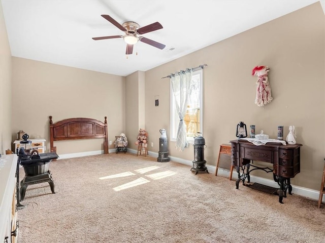 105 Fox Den Ct, Savannah, MO 64485 - bedroom with ceiling fan, carpet flooring, and baseboards