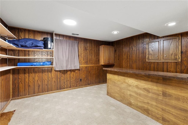 83 Grandview Dr, Warrensburg, MO 64093 - bar with wooden walls, carpet flooring, and recessed lighting