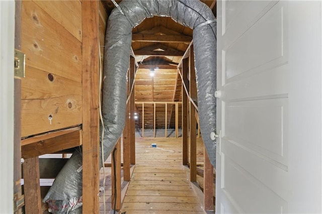 view of unfinished attic