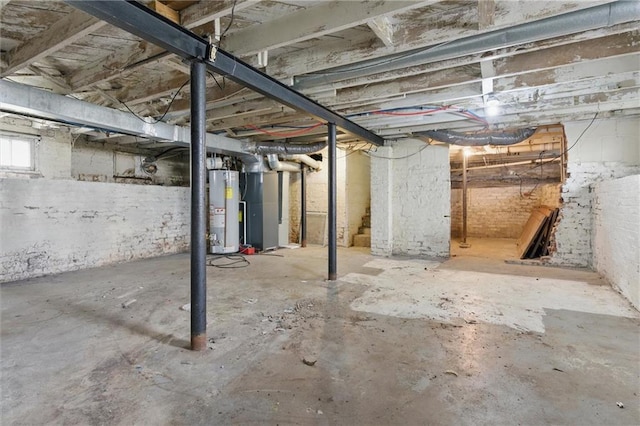 below grade area featuring gas water heater