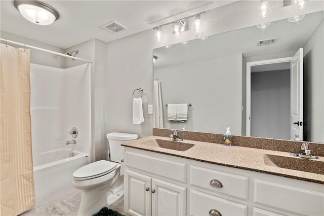 6840 Belmont Dr, Shawnee, KS 66226 - full bathroom with double vanity, shower / bathtub combination with curtain, and tile patterned flooring