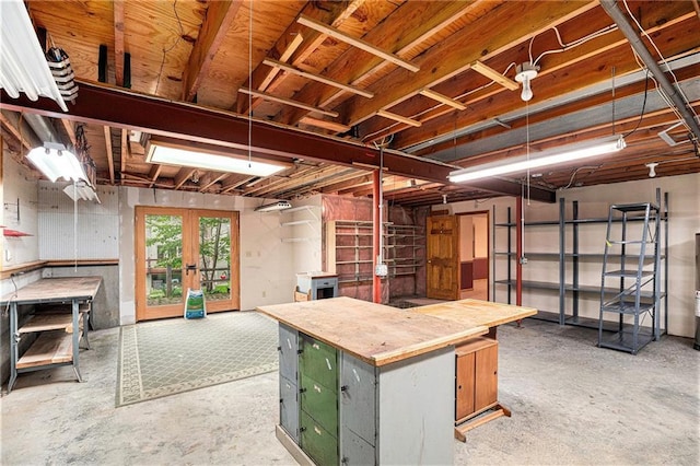 basement with french doors