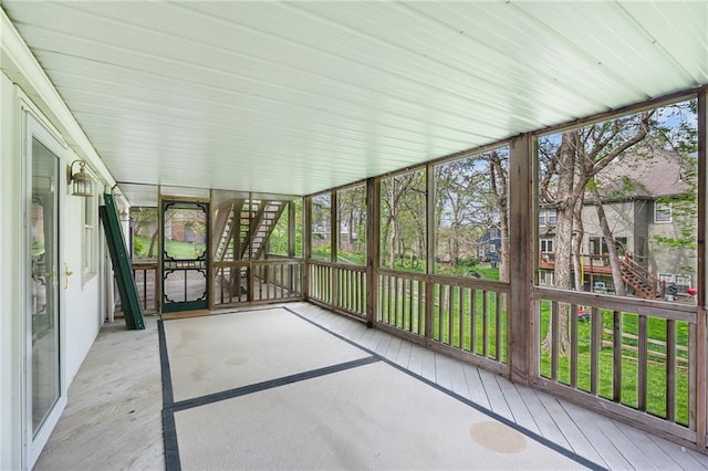 view of unfurnished sunroom