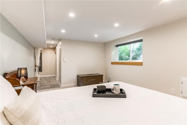 bedroom with recessed lighting