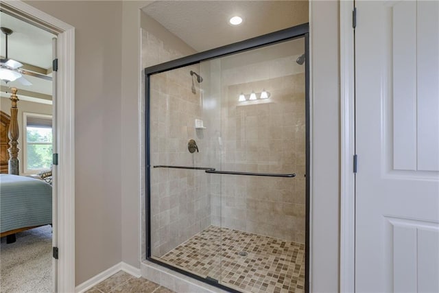 4102 NW 76th Ter, Kansas City, MO 64151 - ensuite bathroom featuring a stall shower, baseboards, and recessed lighting