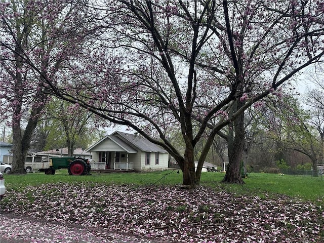 218 S Kent St, Excelsior Springs, MO 64024 - view of front facade with covered porch and a front yard