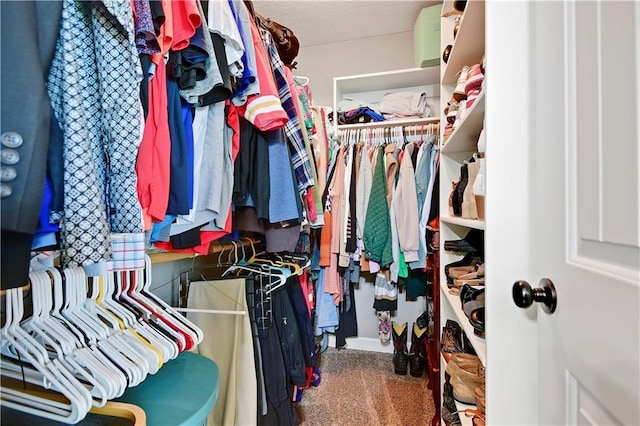spacious closet featuring carpet
