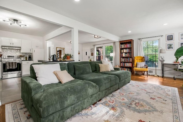 416 NE Carriage St, Lees Summit, MO 64064 - living area featuring recessed lighting and wood finished floors