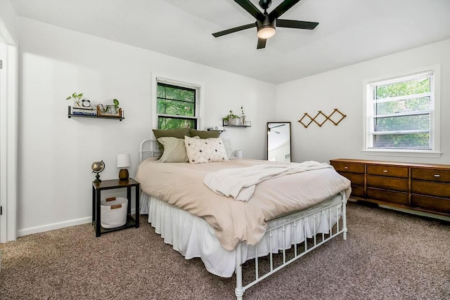 416 NE Carriage St, Lees Summit, MO 64064 - bedroom with carpet flooring, multiple windows, and ceiling fan