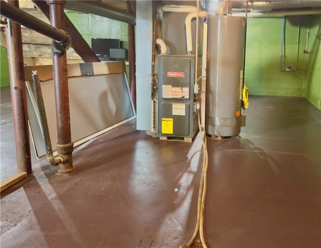 utilities featuring water heater and heating unit