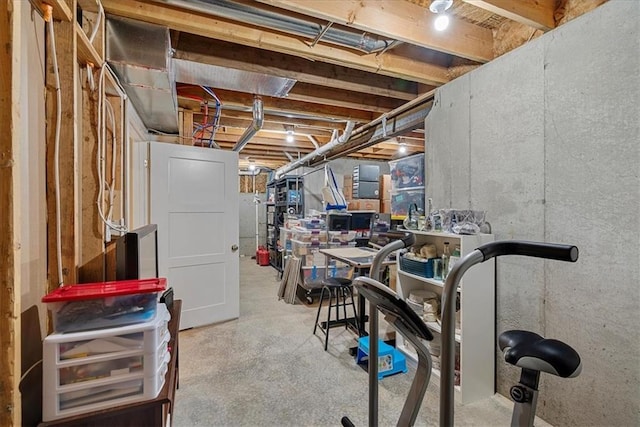 view of unfinished basement