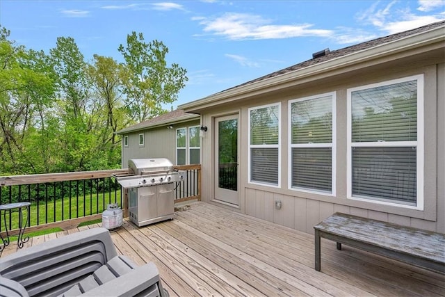 deck featuring area for grilling