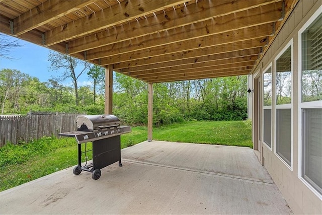 view of patio / terrace with fence and grilling area