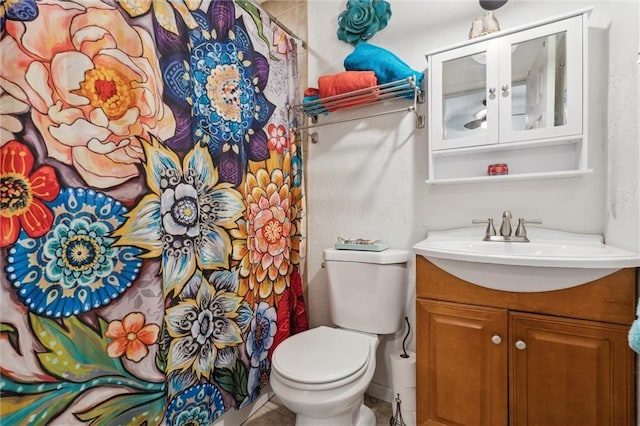 13613 Lowell Ave, Grandview, MO 64030 - full bathroom featuring vanity, toilet, and a shower with shower curtain