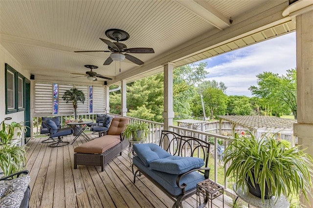 24545 W 54th St, Shawnee, KS 66226 - wooden deck featuring ceiling fan