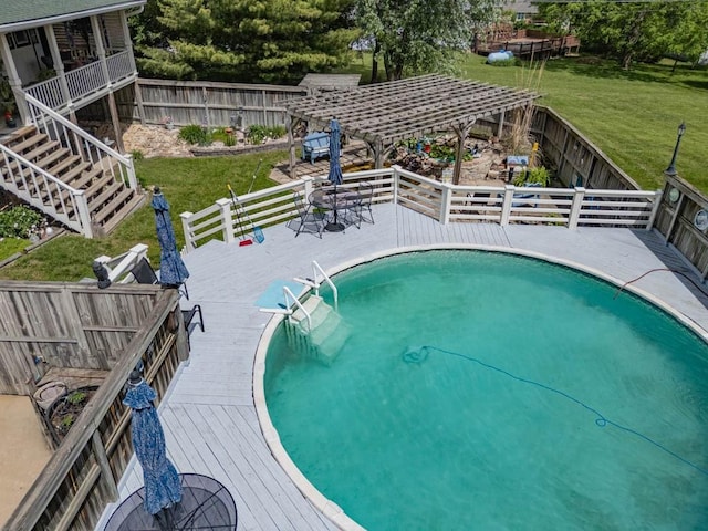 24545 W 54th St, Shawnee, KS 66226 - view of swimming pool featuring a deck, a gazebo, and stairs
