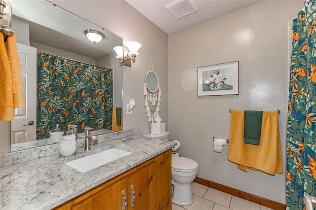24545 W 54th St, Shawnee, KS 66226 - full bath with tile patterned flooring, toilet, vanity, baseboards, and a shower with curtain